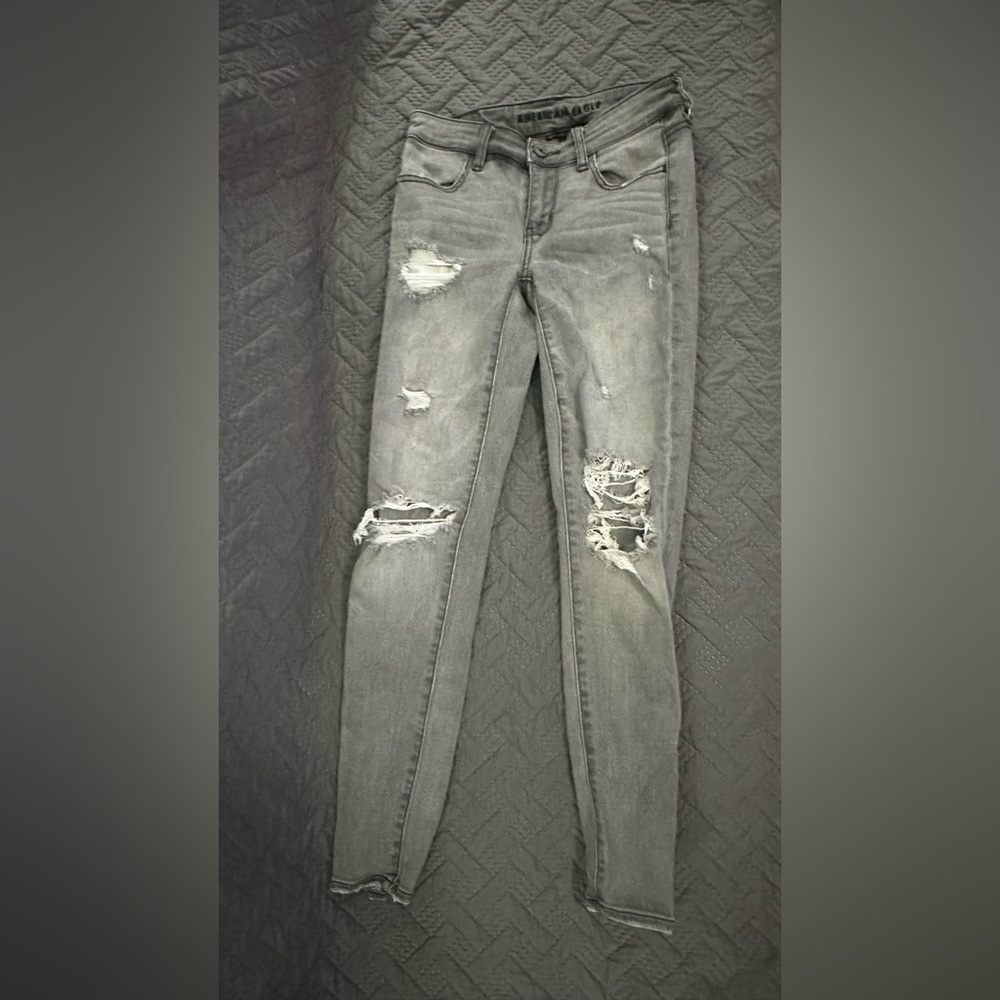 American Eagle Outfitters Ripped Gray Skinny Jeans